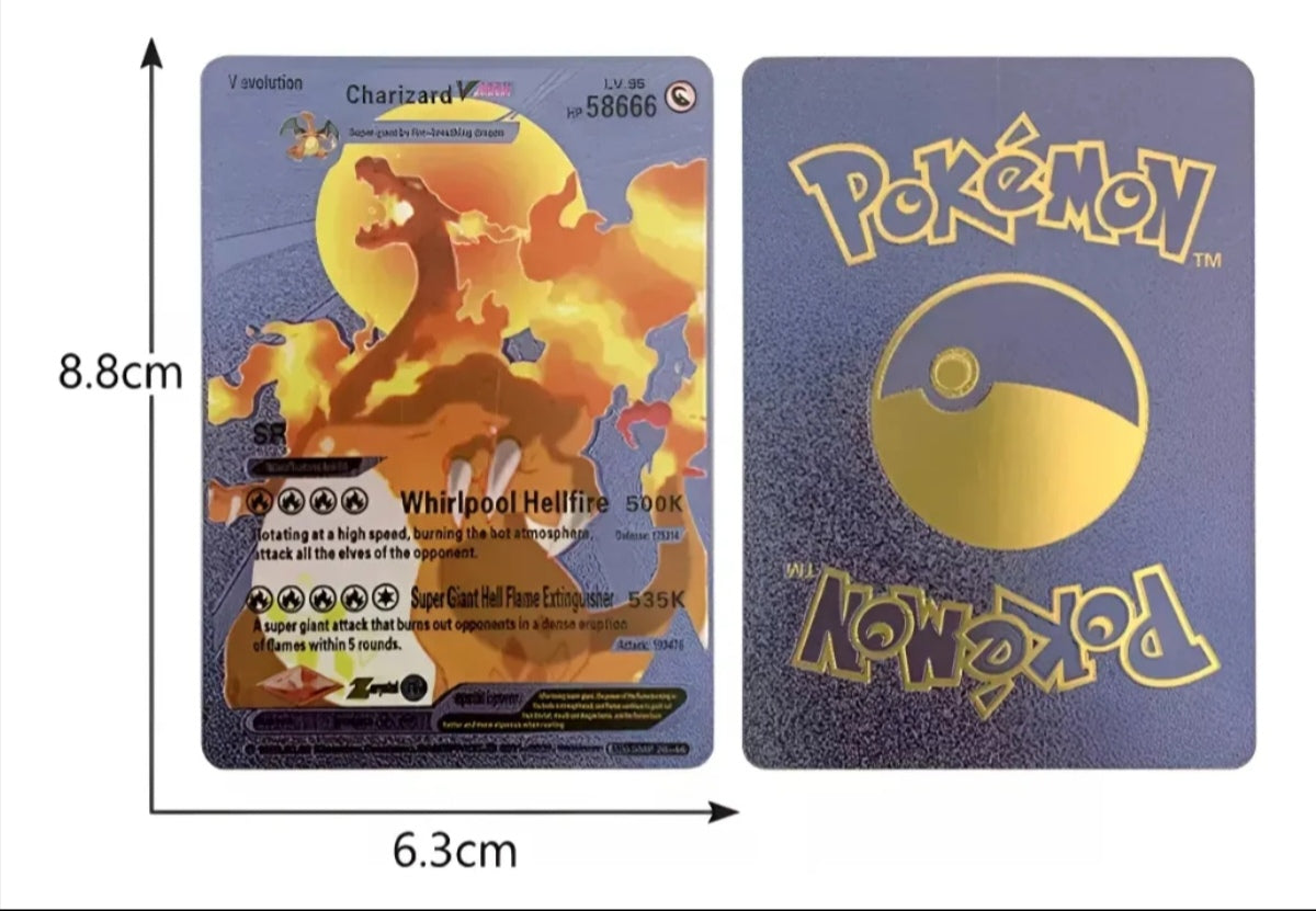 Mazo de 55 cartas Pokémon NEGRAS , PLATEADA, DORADO