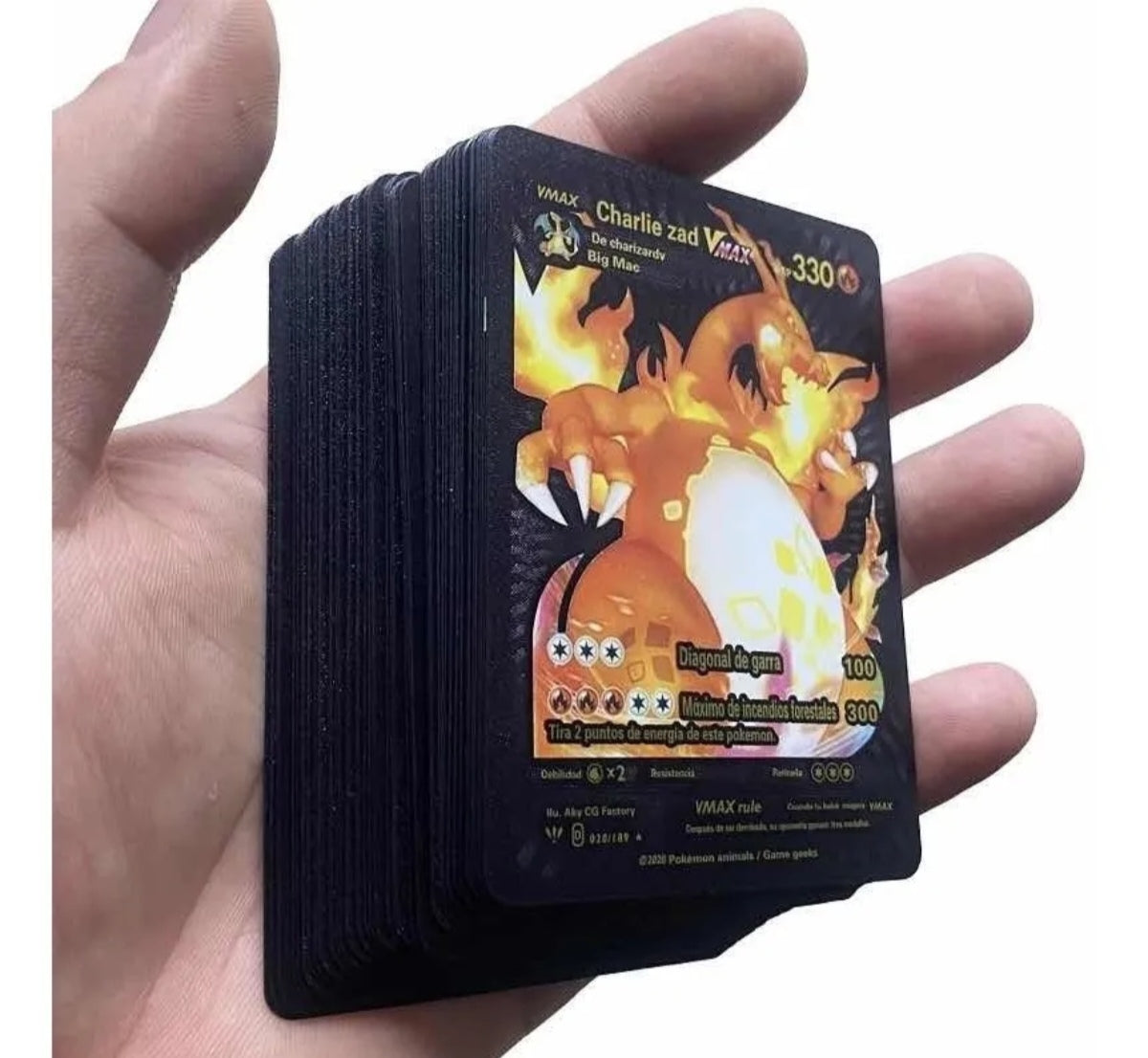 Mazo de 55 cartas Pokémon NEGRAS , PLATEADA, DORADO